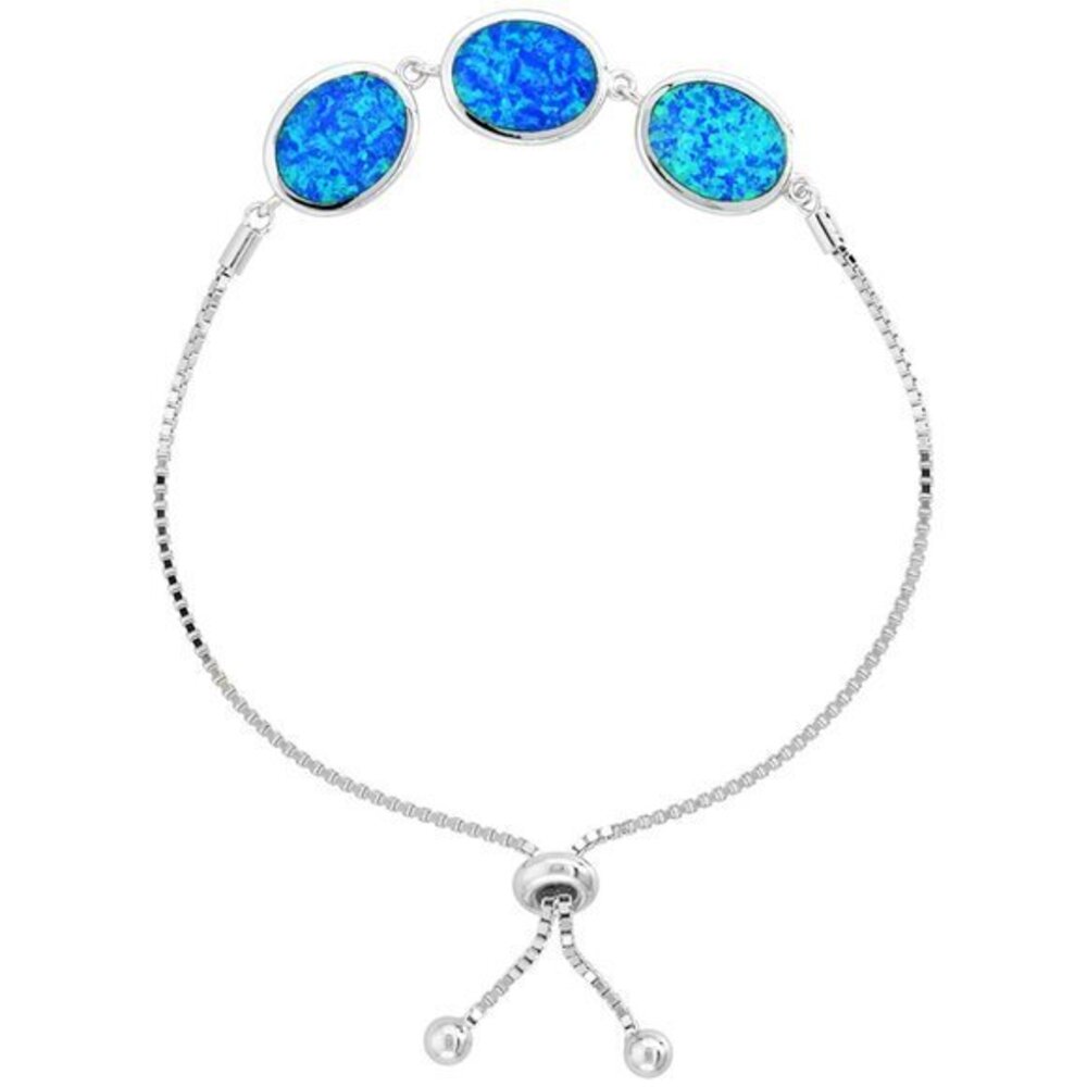 Sterling Silver Opal 3 Linked Circles Bracelet